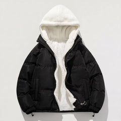 Hooded puffer jacket met fleece voering
