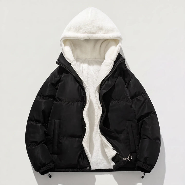 Hooded puffer jacket met fleece voering