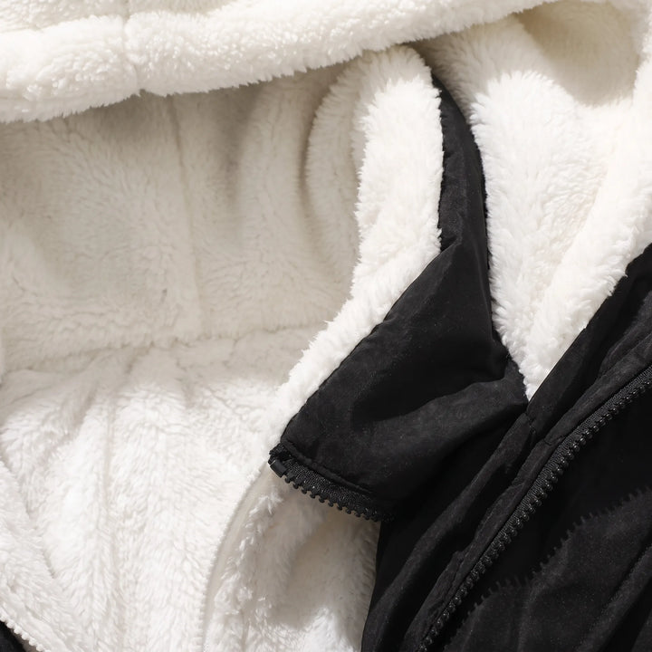 Hooded puffer jacket met fleece voering