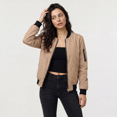Bomber jacket met ribgebreide details