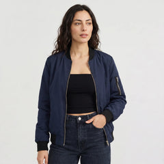 Bomber jacket met ribgebreide details