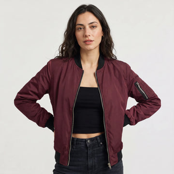 Bomber jacket met ribgebreide details