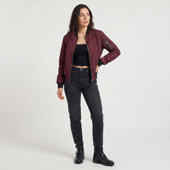 Bomber jacket met ribgebreide details