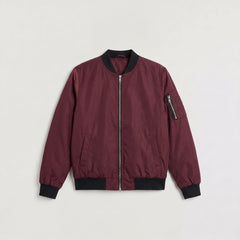 Bomber jacket met ribgebreide details