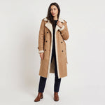 Lange aviator jas met ceintuur
