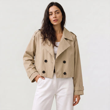Cropped trench coat met brede revers