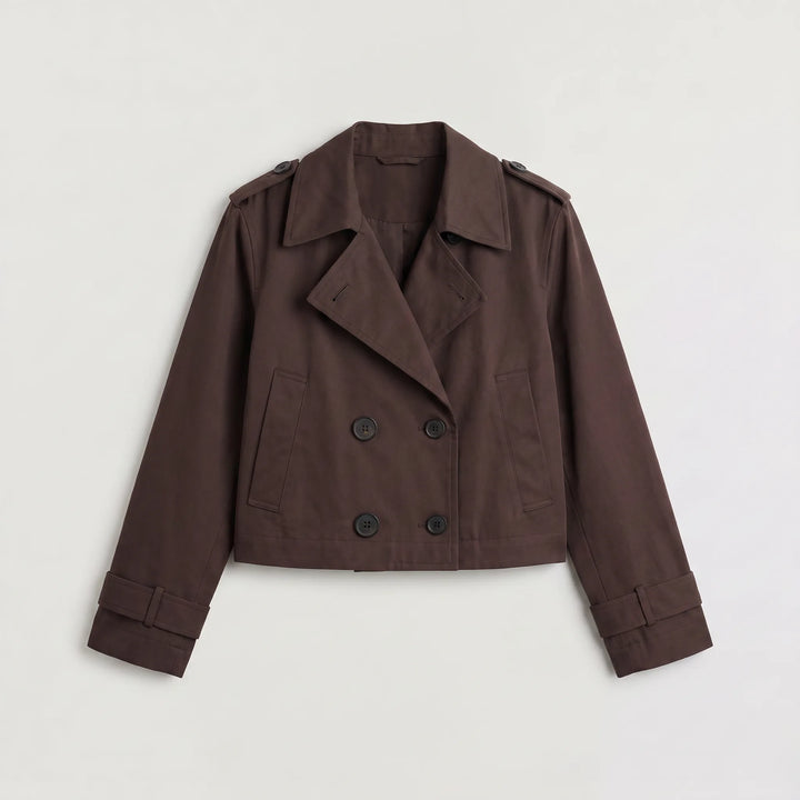 Cropped trench coat met brede revers