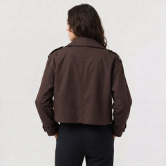 Cropped trench coat met brede revers