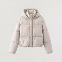 Cropped puffer jacket met capuchon