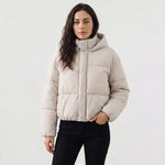 Cropped puffer jacket met capuchon