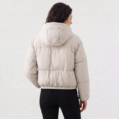 Cropped puffer jacket met capuchon