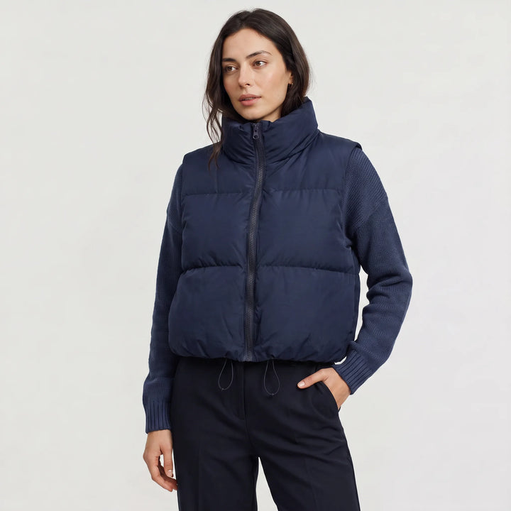 Cropped puffer gilet met kraag