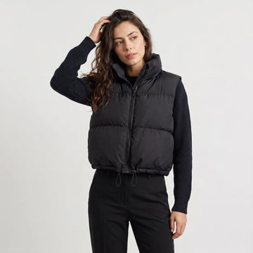 Cropped puffer gilet met kraag