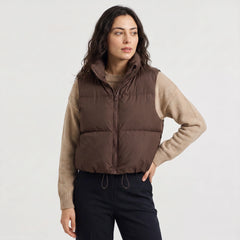 Cropped puffer gilet met kraag