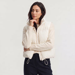Cropped puffer gilet met kraag