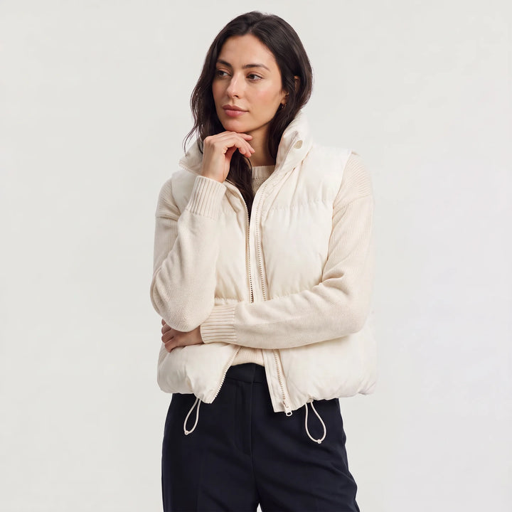 Cropped puffer gilet met kraag