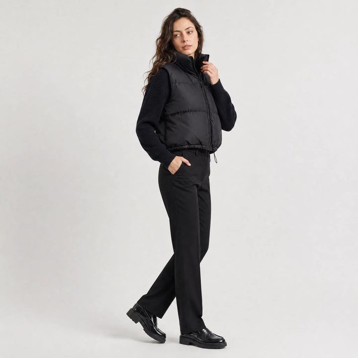 Cropped puffer gilet met kraag
