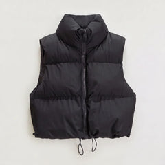 Cropped puffer gilet met kraag