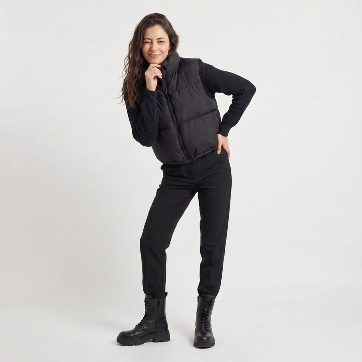 Cropped puffer gilet met kraag
