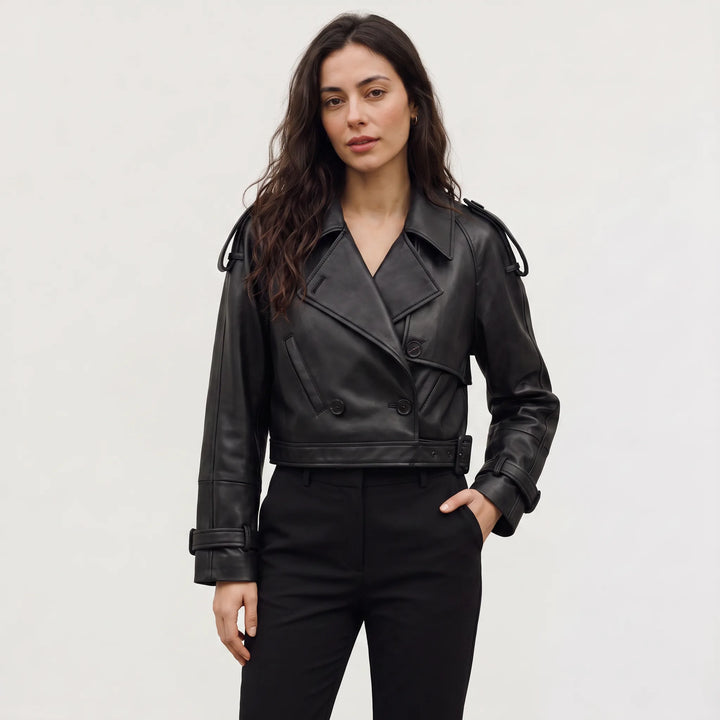 Cropped trench coat met ceintuur