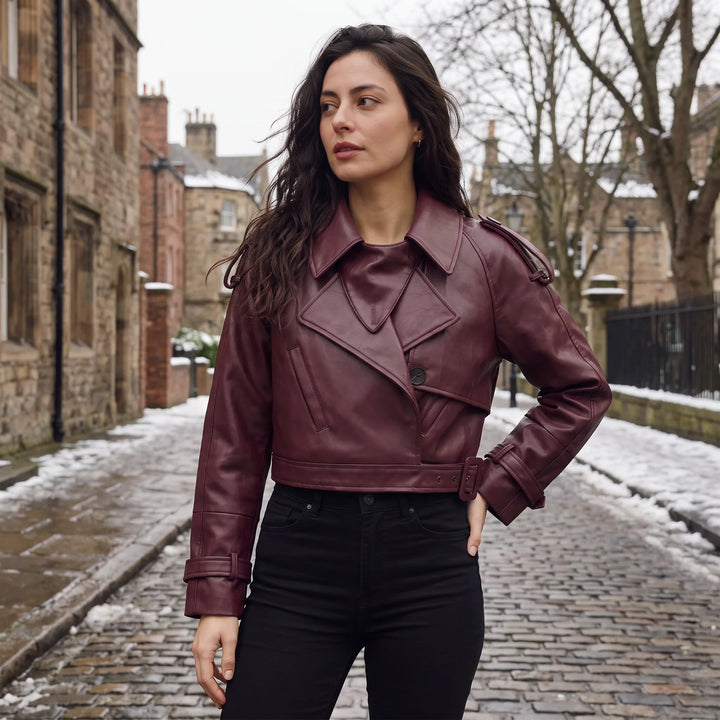 Cropped trench coat met ceintuur