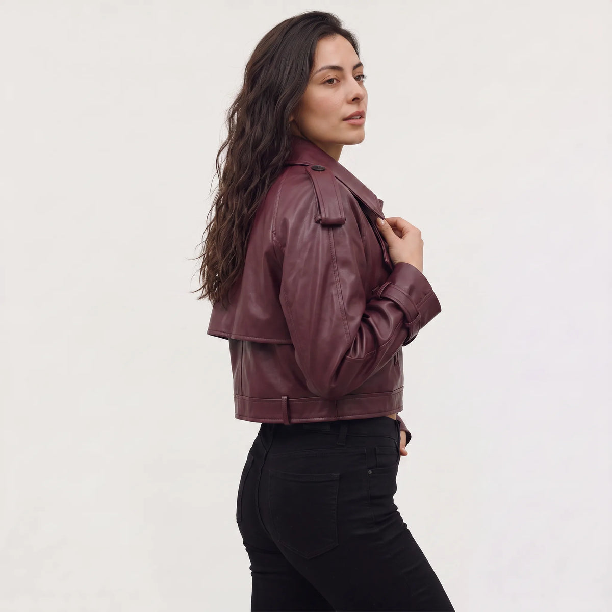 Cropped trench coat met ceintuur