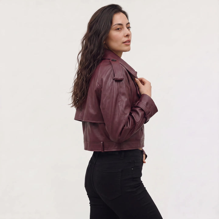 Cropped trench coat met ceintuur