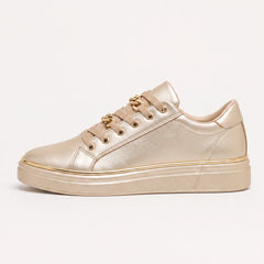 Zwarte trainers met gouden details
