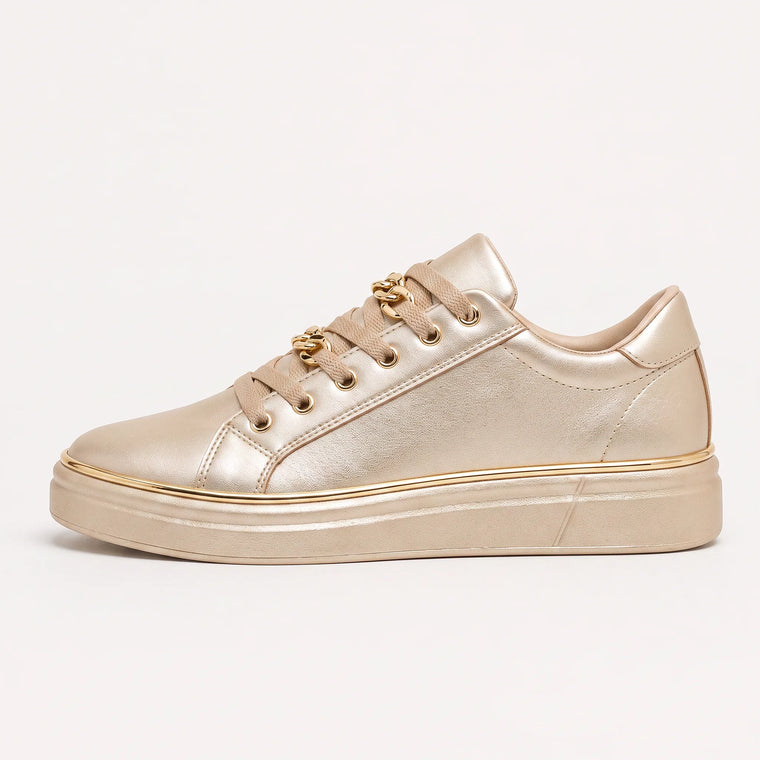 Zwarte trainers met gouden details
