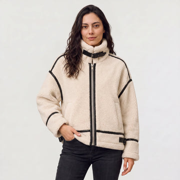 Teddy borg jacket met contrast trim