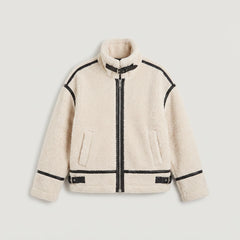 Teddy borg jacket met contrast trim