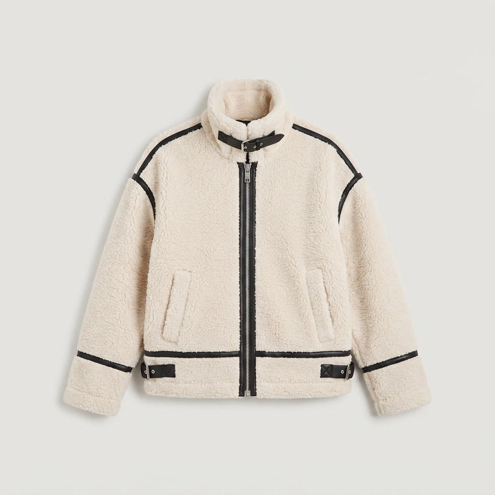 Teddy borg jacket met contrast trim