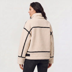 Teddy borg jacket met contrast trim