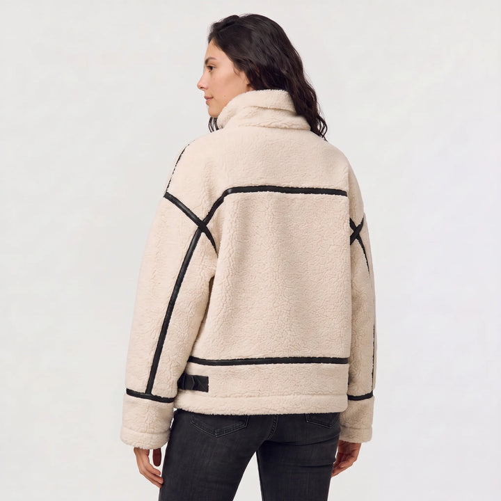 Teddy borg jacket met contrast trim