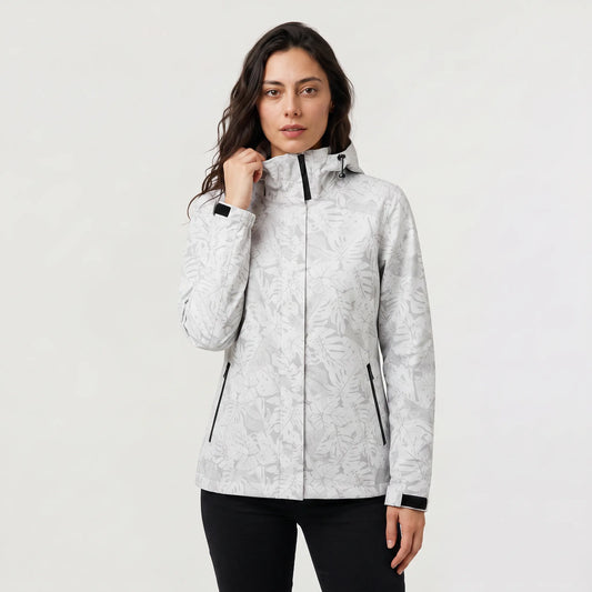 Hooded jas met bladprint