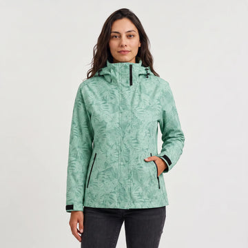 Hooded jas met bladprint