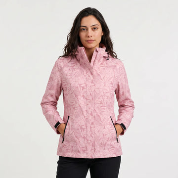 Hooded jas met bladprint