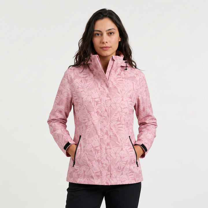 Hooded jas met bladprint