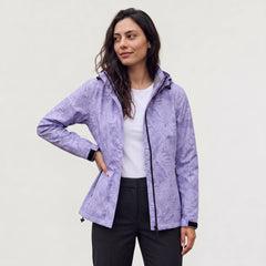 Hooded jas met bladprint