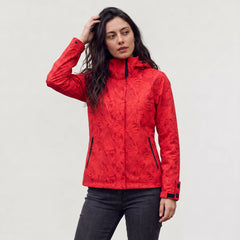 Hooded jas met bladprint