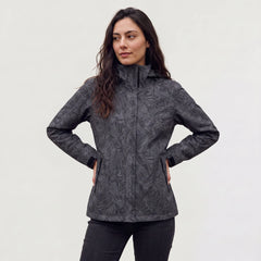 Hooded jas met bladprint