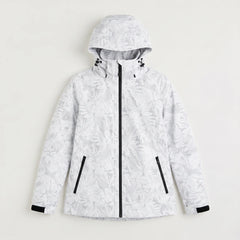 Hooded jas met bladprint