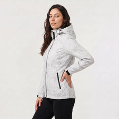 Hooded jas met bladprint