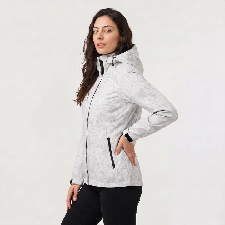 Hooded jas met bladprint