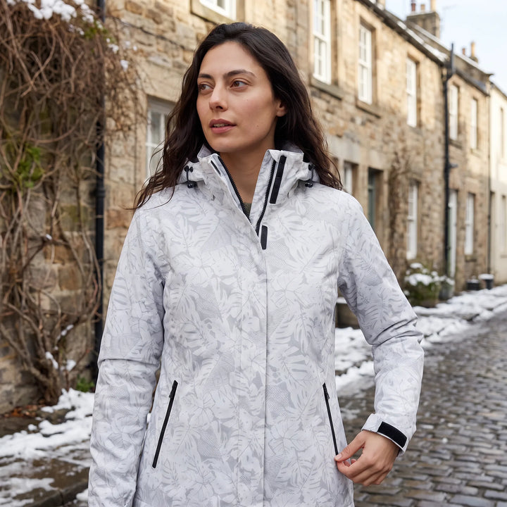 Hooded jas met bladprint