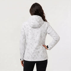 Hooded jas met bladprint