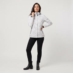Hooded jas met bladprint