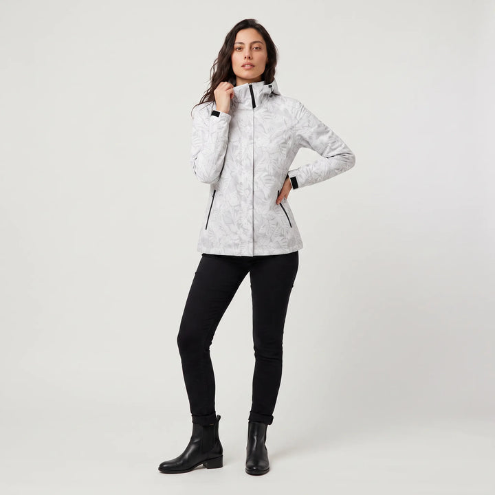 Hooded jas met bladprint