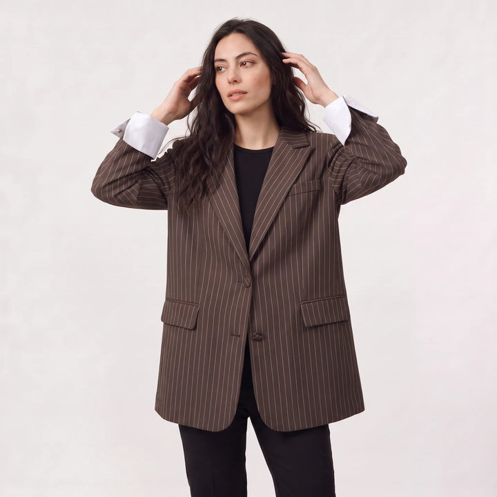Oversized blazer met verticale strepen