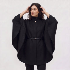 Oversized gebreide poncho